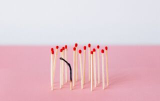 matches in a row, one match is burnt