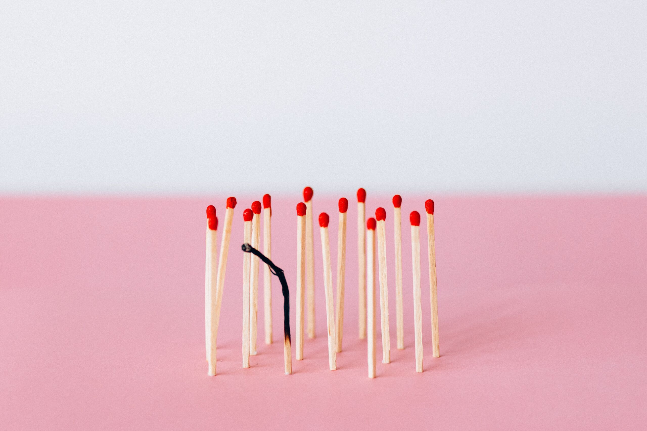 matches in a row, one match is burnt