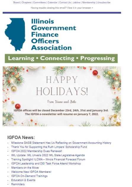 Illinois Government Finance Officers Association digital magazine cover