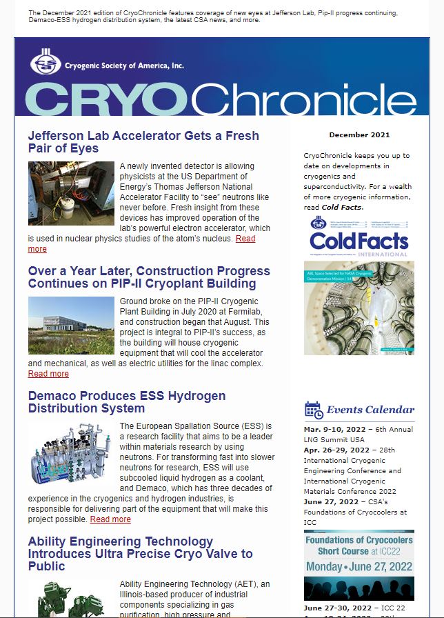 Cryo Chronicle digital magazine cover